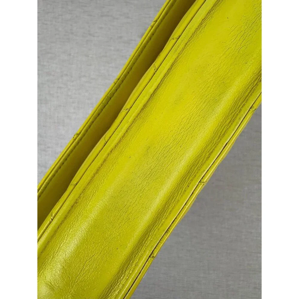 CHANEL Neon Yellow Patent Wallet On Chain Acrylic CC SHW